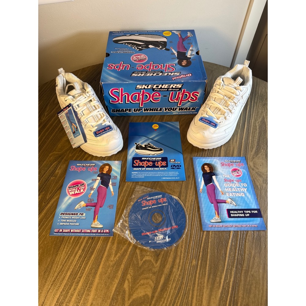 Skechers Shape-Ups Shoes Women's 6.5 Complete Set Box DVD Pamphlets White Toning - Picture 9 of 10